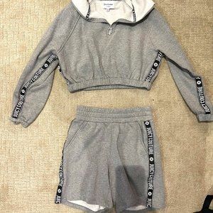 Juicy Couture matching set bundle XS Gray Sweatshirt half zip logo Shorts Set